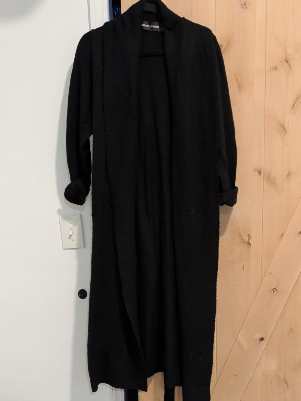 Long Black Open-Front Women's Sweater
